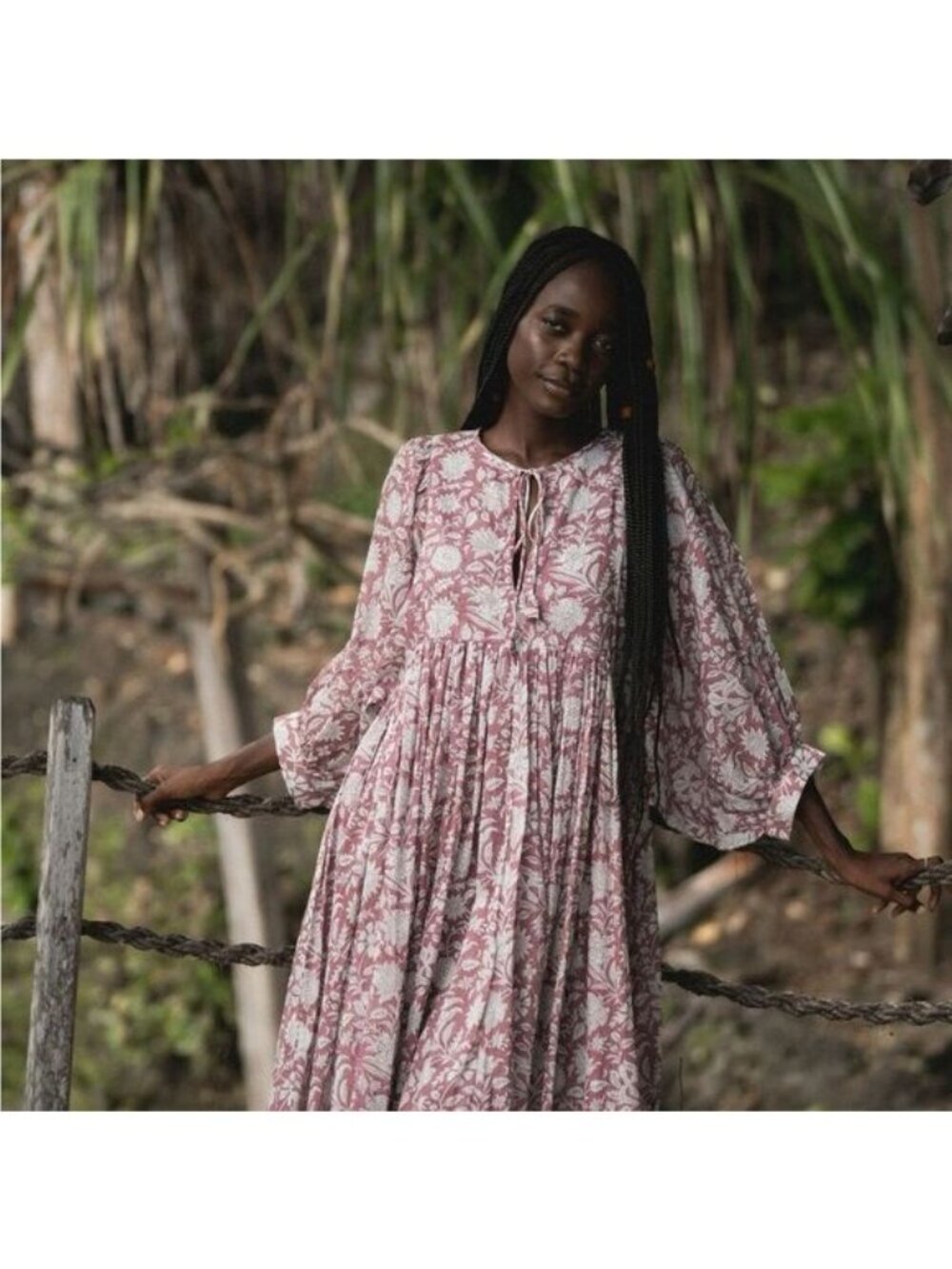 NWOT Daughters of India Kyra Midi Dress - Musk - Size M MEDIUM - Floral Printed - Picture 3 of 10